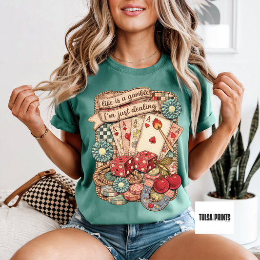 DTF QUILTED LIFE IS A GAMBLE TRANSFER