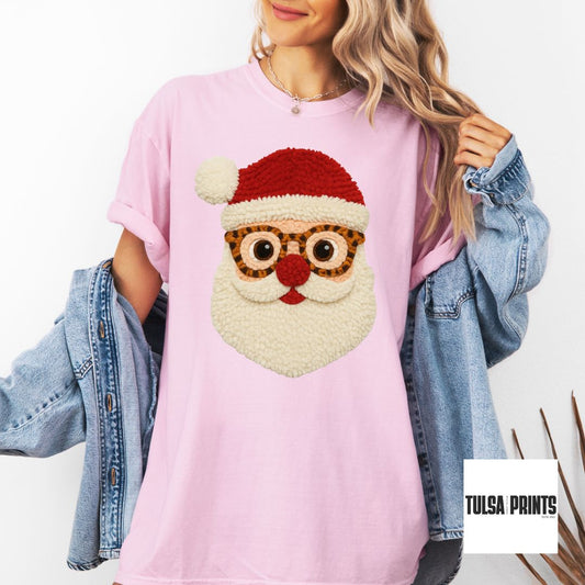 DTF LEO GLASSES SANTA FAUX LATCH HOOK TRANSFER