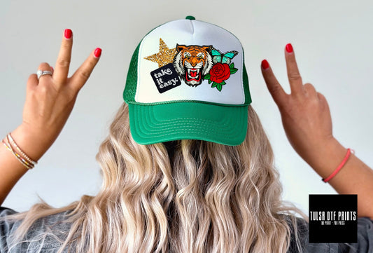 DTF TAKE IT EASY FAUX HAT PATCH TRANSFER
