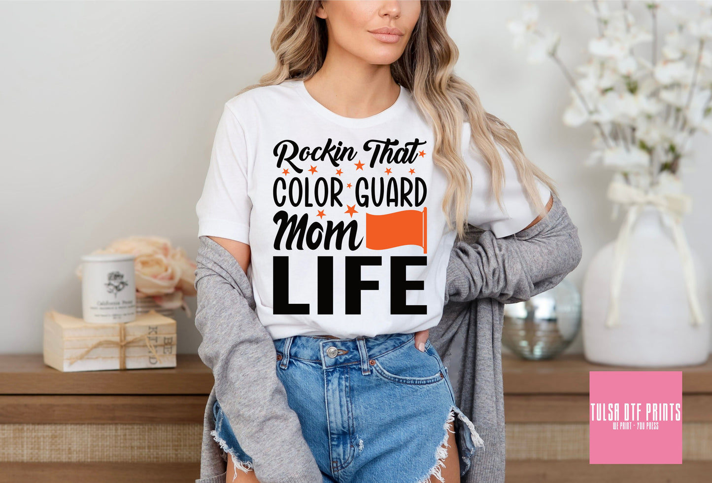 DTF ROCKIN' THAT COLOR GUARD MOM LIFE (6 COLORS AVAIL.) TRANSFER