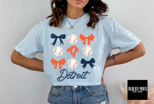 DTF COQUETTE DETROIT BASEBALL & BOWS TRANSFER