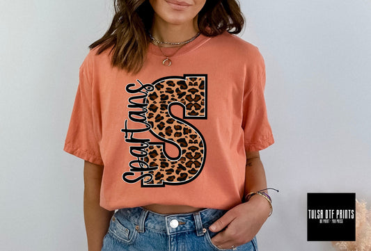 DTF SPARTANS LEOPARD PRINT MASCOT TRANSFER