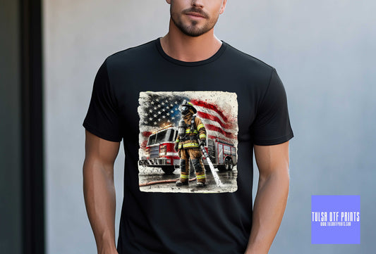 DTF FIREFIGHTER PATRIOTIC TRANSFER