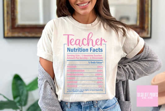 DTF TEACHER NUTRITION FACTS DESIGN TRANSFER