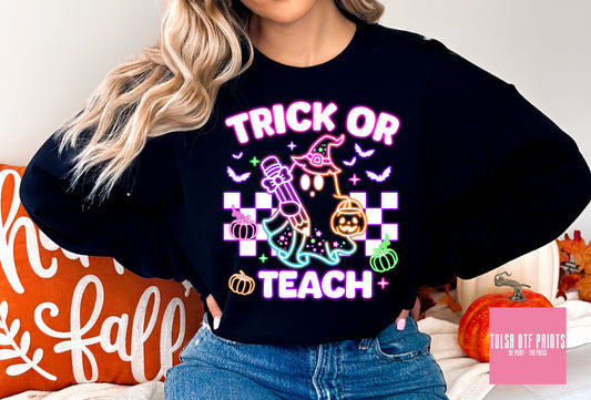 DTF TRICK OR TEACH NEON GHOST TRANSFER