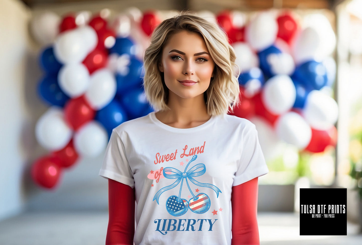 DTF SWEET LAND OF LIBERTY CHERRY COQUETTE TRANSFER