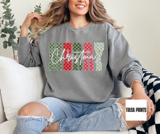 DTF TRENDY CHECKERED MERRY CHRISTMAS TRANSFER