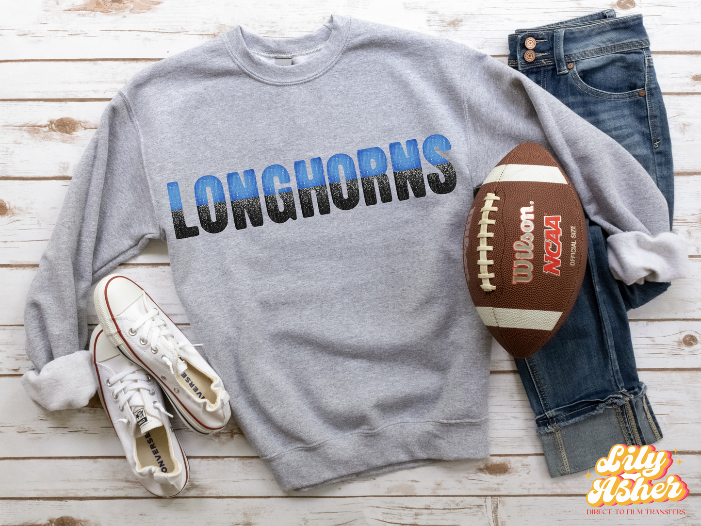 DTF LONGHORNS BLUE/BLACK GAME DAY SPLIT DESIGN TRANSFER
