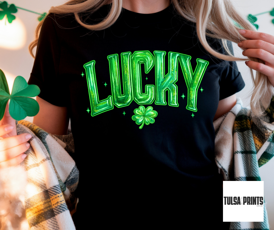 DTF LUCKY GLITTER AND CLOVER CHARM TRANSFER