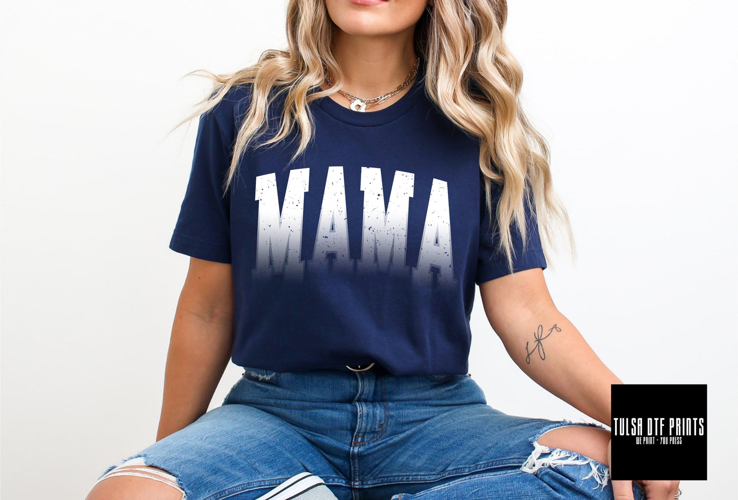 DTF MAMA VARSITY FONT OMBRE TRANSFER