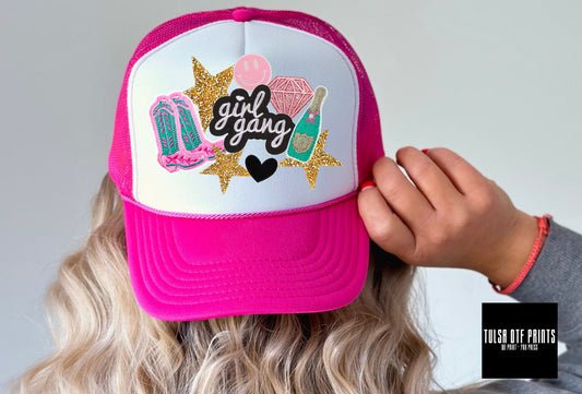 DTF GIRL GANG FAUX HAT PATCH TRANSFER