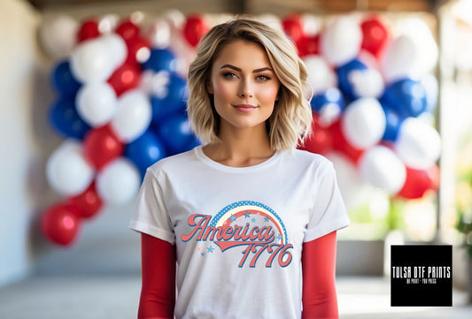 DTF AMERICA 1776 RAINBOW RETRO 4TH OF JULY TRANSFER