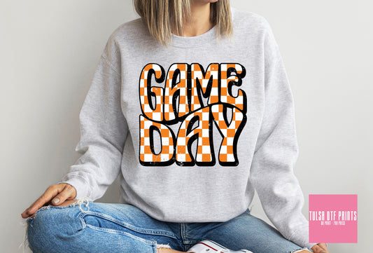 DTF GAME DAY CHECKERED GROOVY TEXT (4 COLORS AVAIL.) TRANSFER