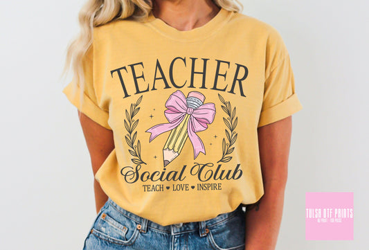 DTF TEACHER SOCIAL CLUB COQUETTE PENCIL TRANSFER