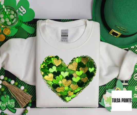 DTF GREEN/GOLD HEART TRANSFER