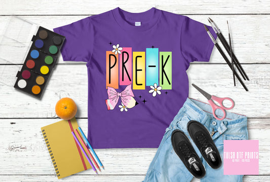 DTF COLORFUL LETTER BLOCKS BACK TO SCHOOL (PRE-K TO FIFTH GRADE AVAIL.) TRANSFER