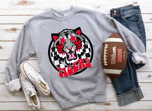 DTF TIGERS BLACK/RED PREPPY MASCOT TRANSFER