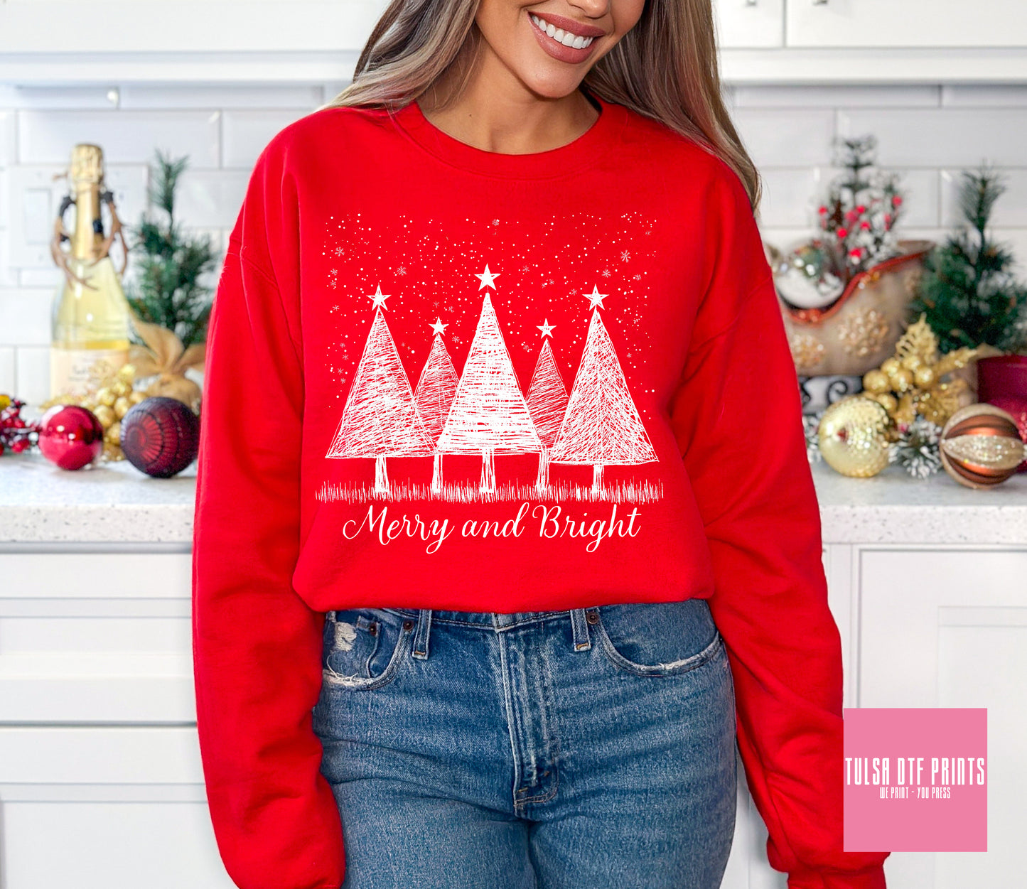 DTF MERRY & BRIGHT SCRIBBLE (2 COLORS AVAILABLE) TRANSFER