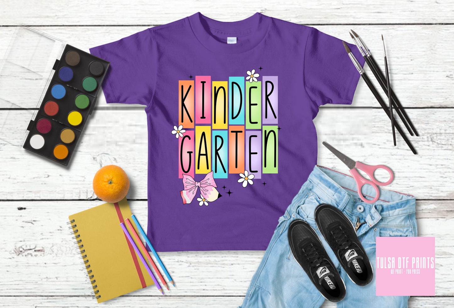 DTF COLORFUL LETTER BLOCKS BACK TO SCHOOL (PRE-K TO FIFTH GRADE AVAIL.) TRANSFER