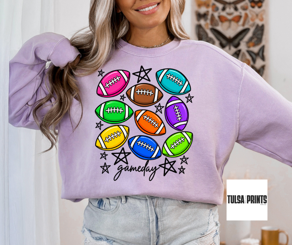 DTF STARS AND COLORFUL FOOTBALLS TRANSFER