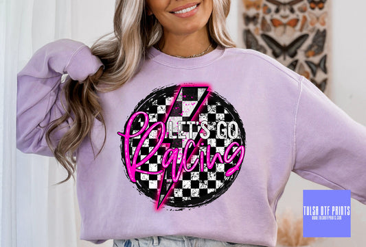 DTF LET'S GO RACING HOT PINK CHECKERED LB TRANSFER