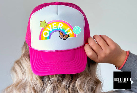 DTF OVER IT RANBOW FAUX HAT PATCH TRANSFER