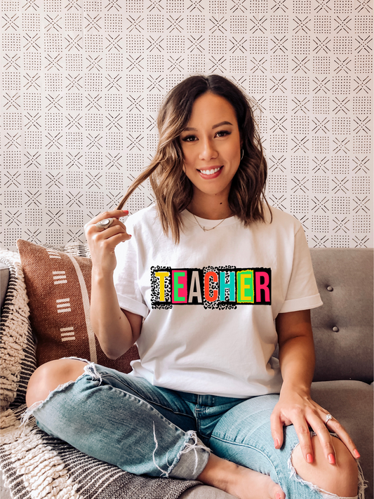 DTF TEACHER FUN LEOPARD PRINT TRANSFER