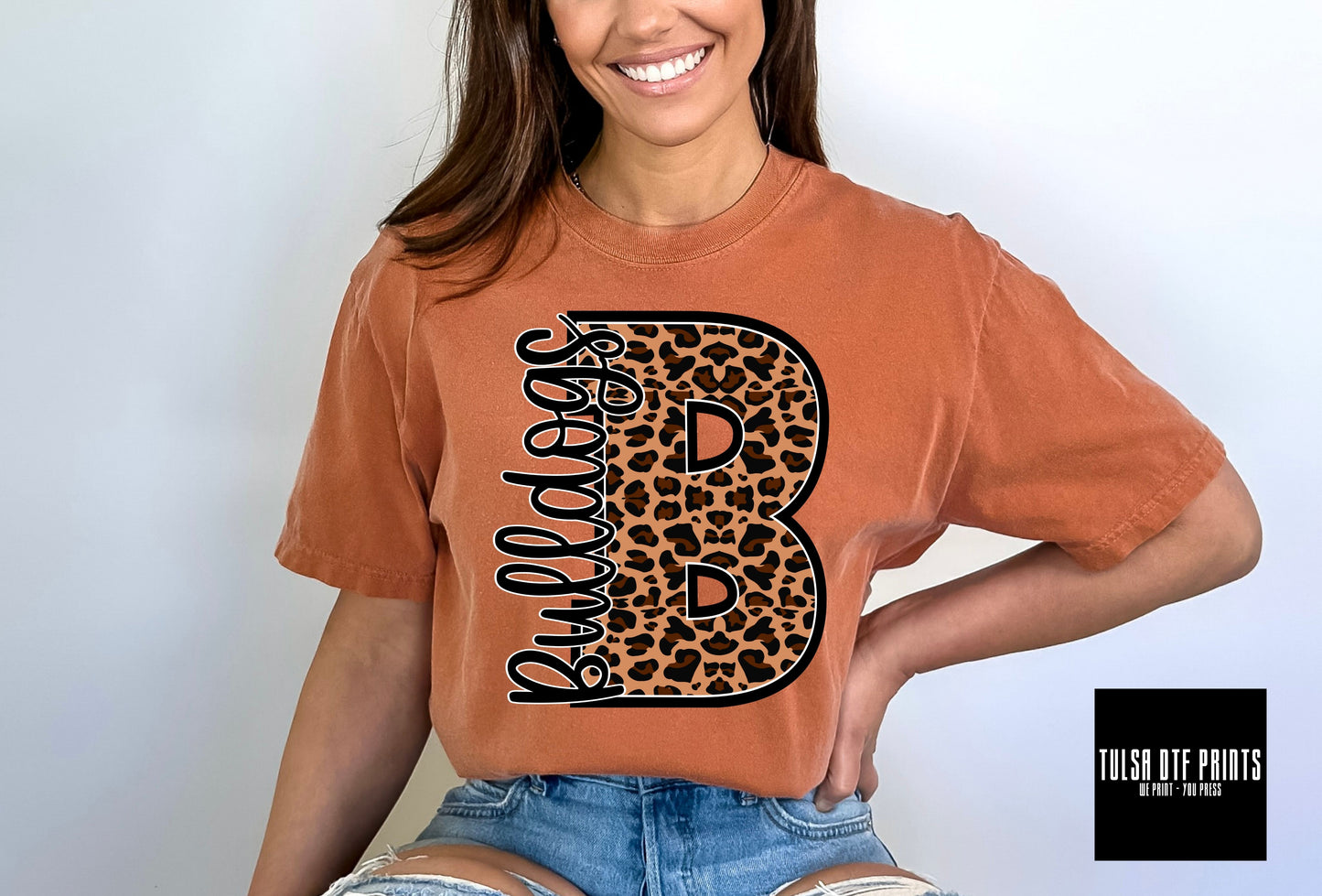 DTF BULLDOGS LEOPARD PRINT MASCOT TRANSFER