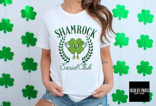 DTF SHAMROCK SOCIAL CLUB FAUX GLITTER TRANSFER