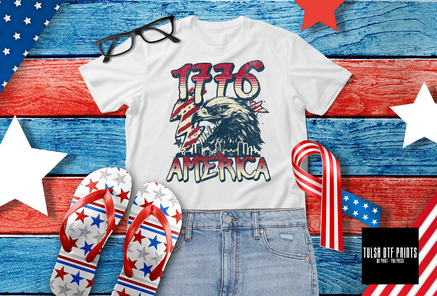 DTF 1776 MADE IN AMERICA 4TH OF JULY TRANSFER