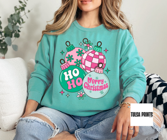 DTF CHRISTMAS ORNAMENTS PINK GREEN TRANSFER