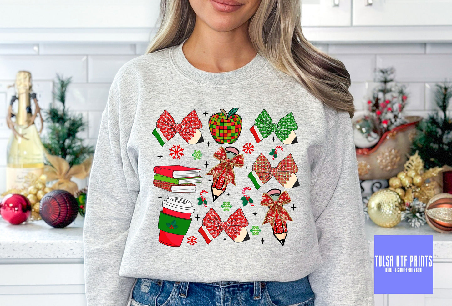 DTF CHRISTMAS TEACHER COQUETTE COLLAGE TRANSFER