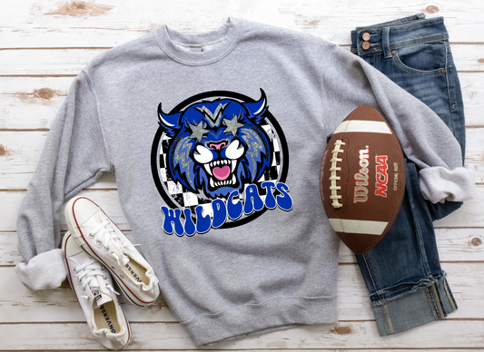 DTF WILDCATS ROYAL BLUE PREPPY MASCOT TRANSFER