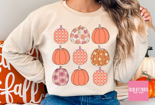 DTF FALL-PATTERNED PUMPKINS TRANSFER