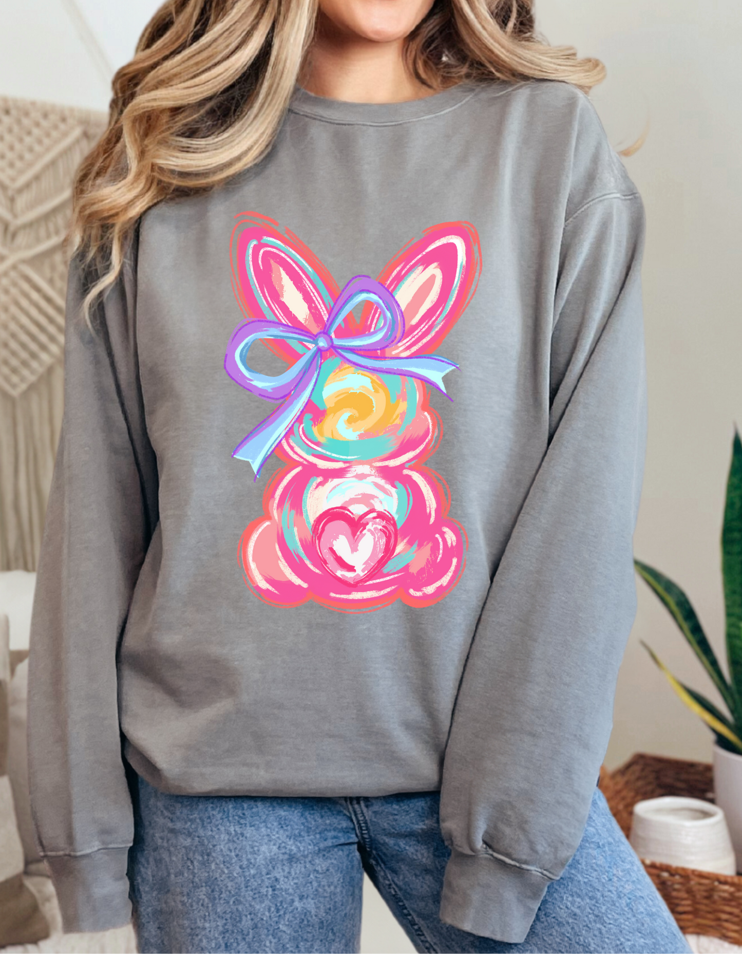 DTF EASTER BUNNY BRUSH STROKES TRANSFER