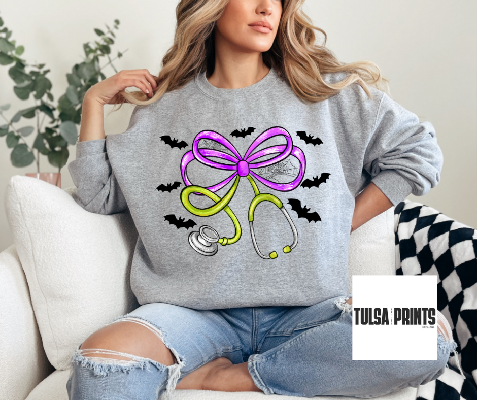 DTF HALLOWEEN NURSE BOW TRANSFER