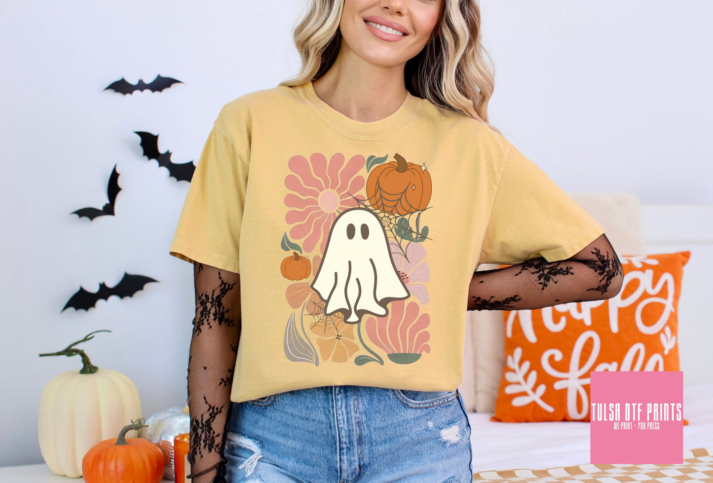 DTF GHOST FLORAL FALL PATTERN TRANSFER