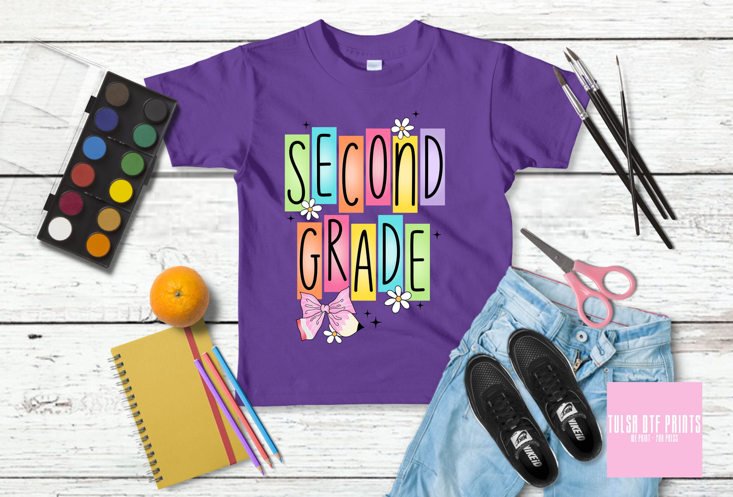 DTF COLORFUL LETTER BLOCKS BACK TO SCHOOL (PRE-K TO FIFTH GRADE AVAIL.) TRANSFER