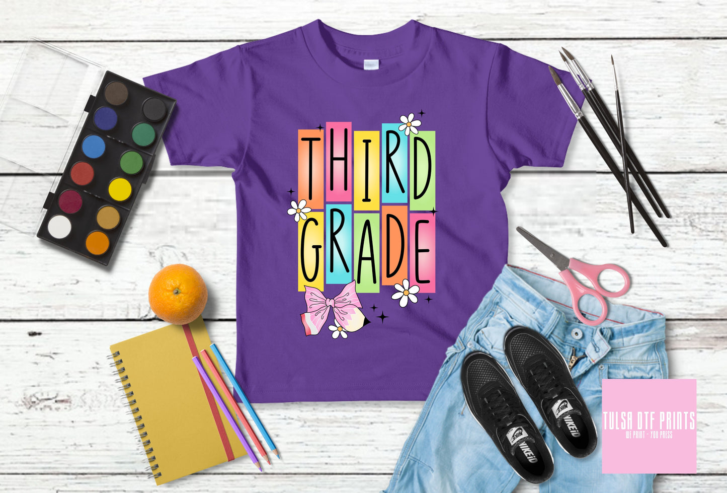 DTF COLORFUL LETTER BLOCKS BACK TO SCHOOL (PRE-K TO FIFTH GRADE AVAIL.) TRANSFER