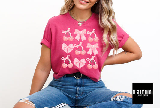 DTF CHERRY HEART COQUETTE TRANSFER