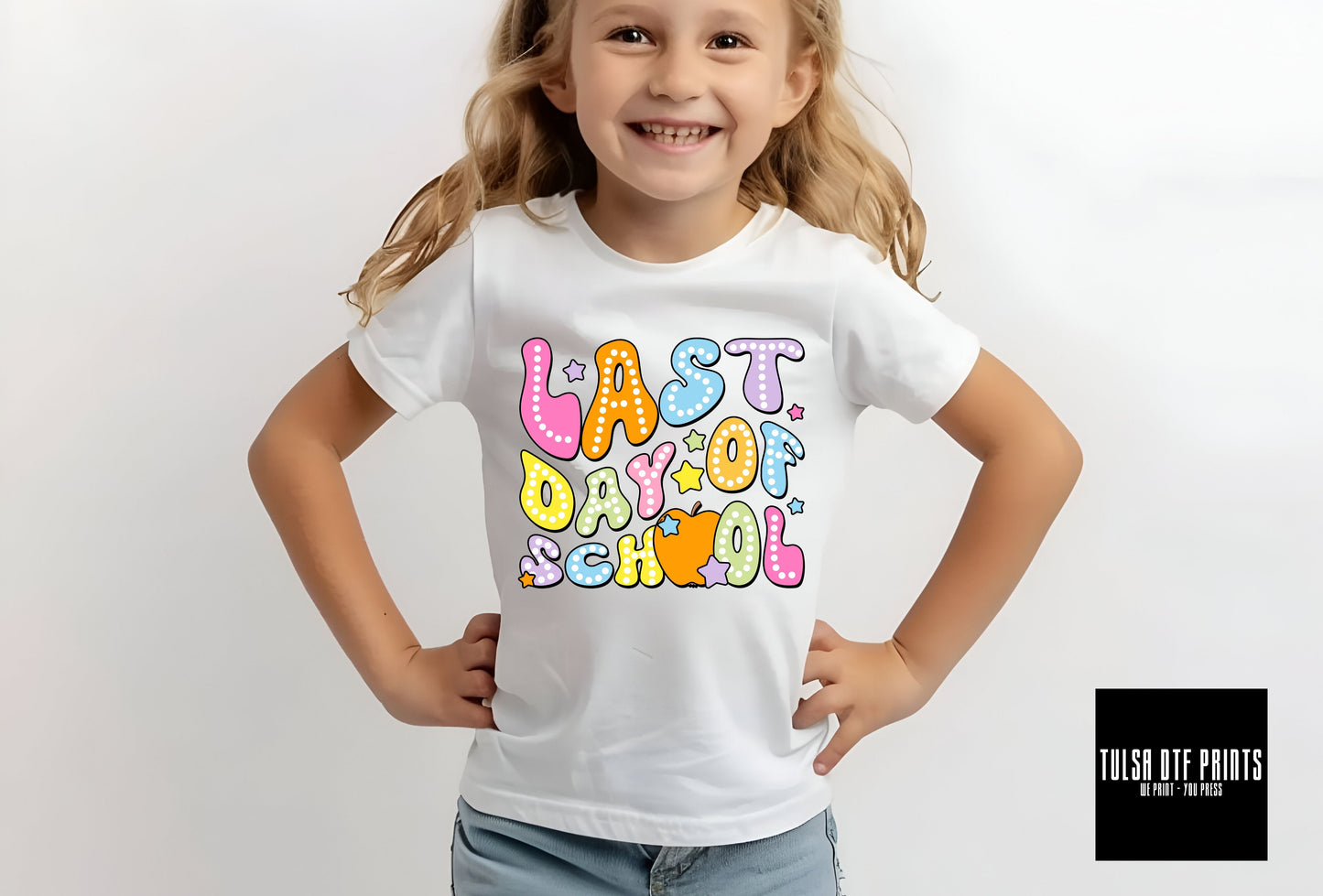 DTF LAST DAY OF SCHOOL PASTEL FUNKY FONT TRANSFER