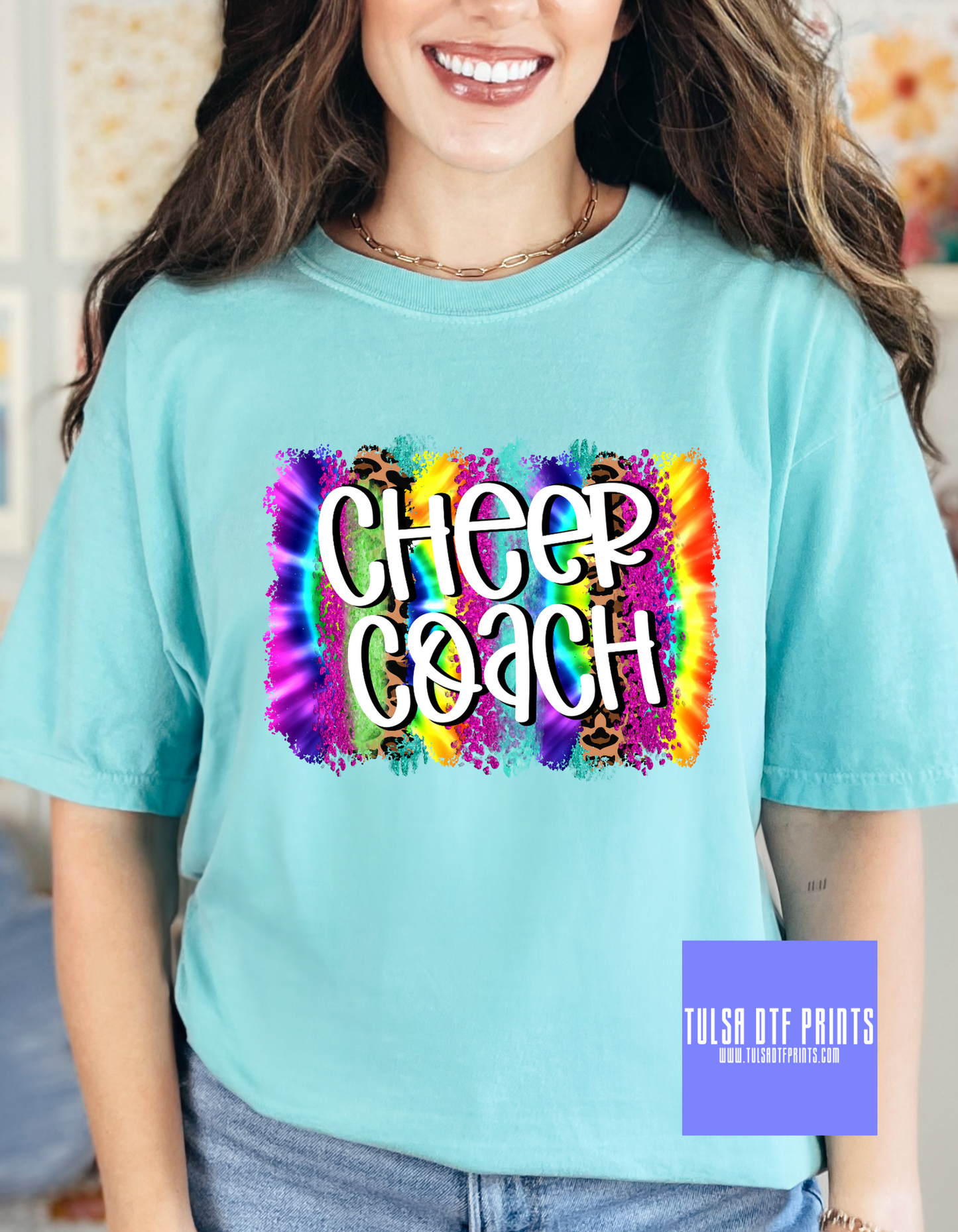 DTF CHEER TIE DYE LEO BRUSH STROKES TRANSFER