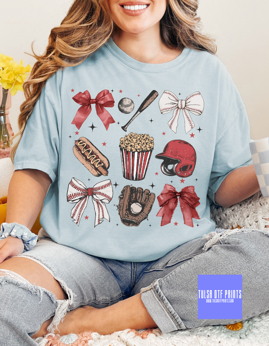 DTF VINTAGE BASEBALL STUFF & BOWS TRANSFER