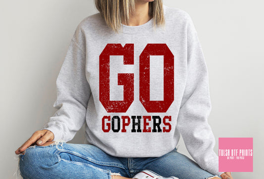 DTF GO GOPHERS RED/BLK GAME DAY TRANSFER