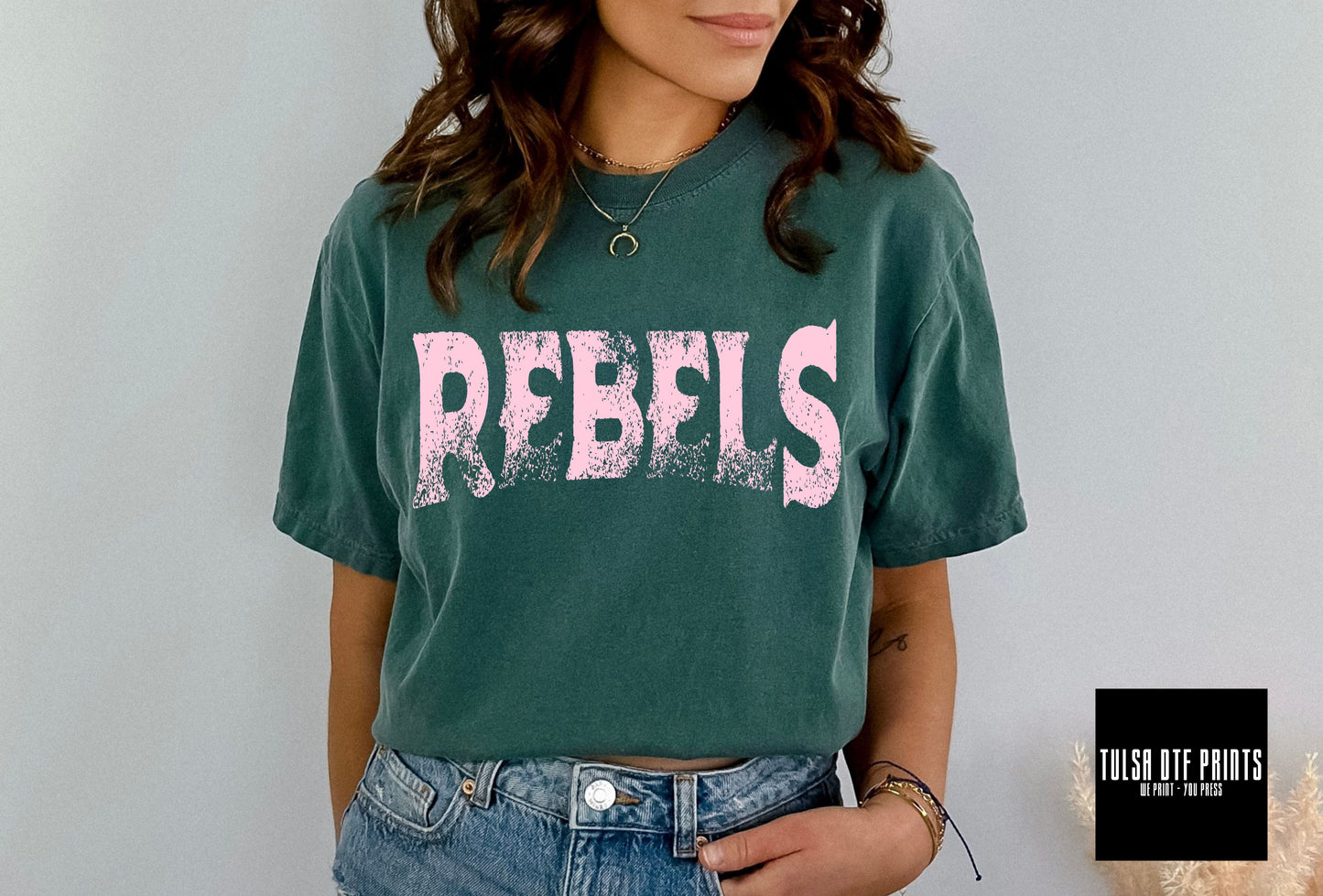 DTF REBELS PINK GRUNGE MASCOT TRANSFER