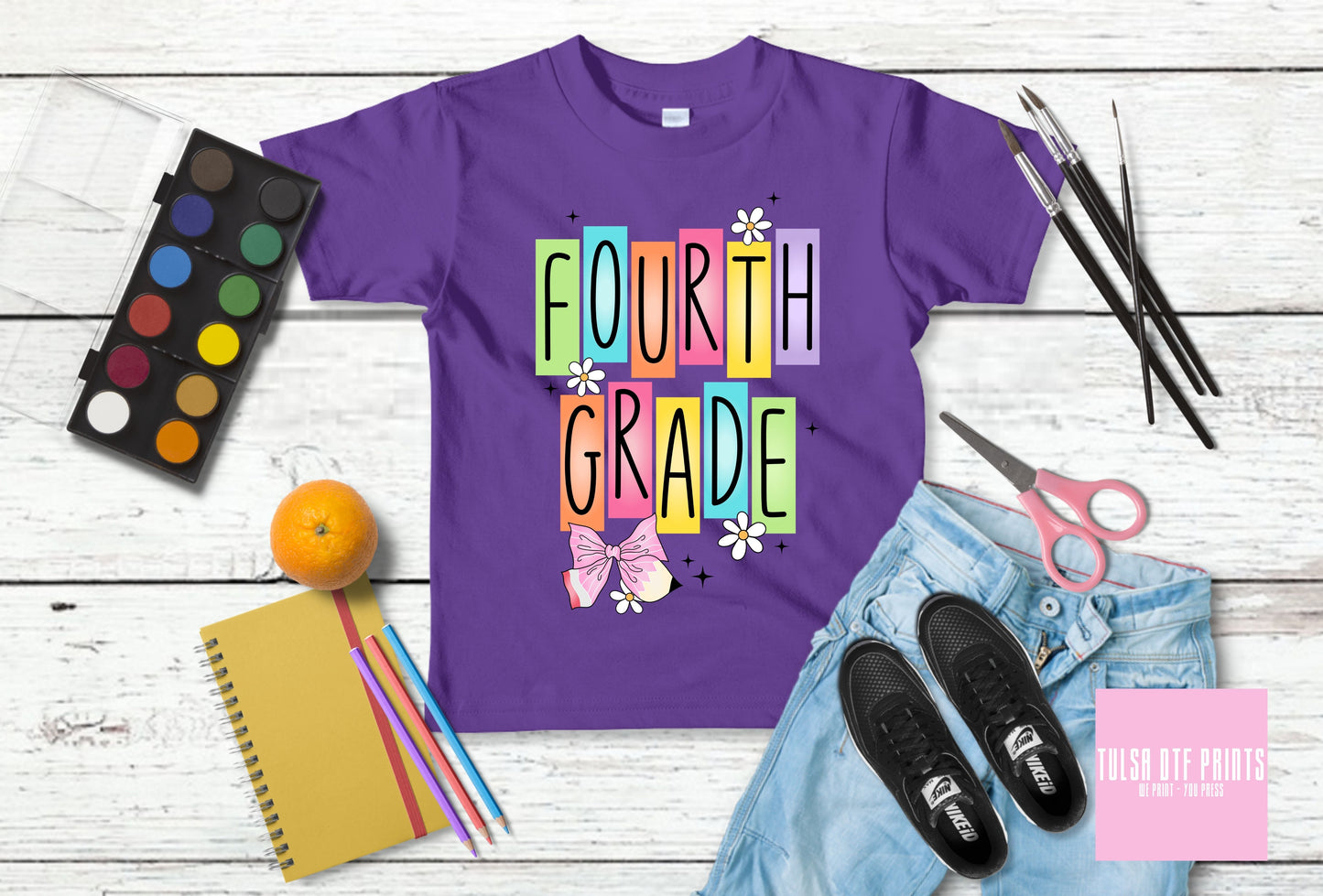 DTF COLORFUL LETTER BLOCKS BACK TO SCHOOL (PRE-K TO FIFTH GRADE AVAIL.) TRANSFER