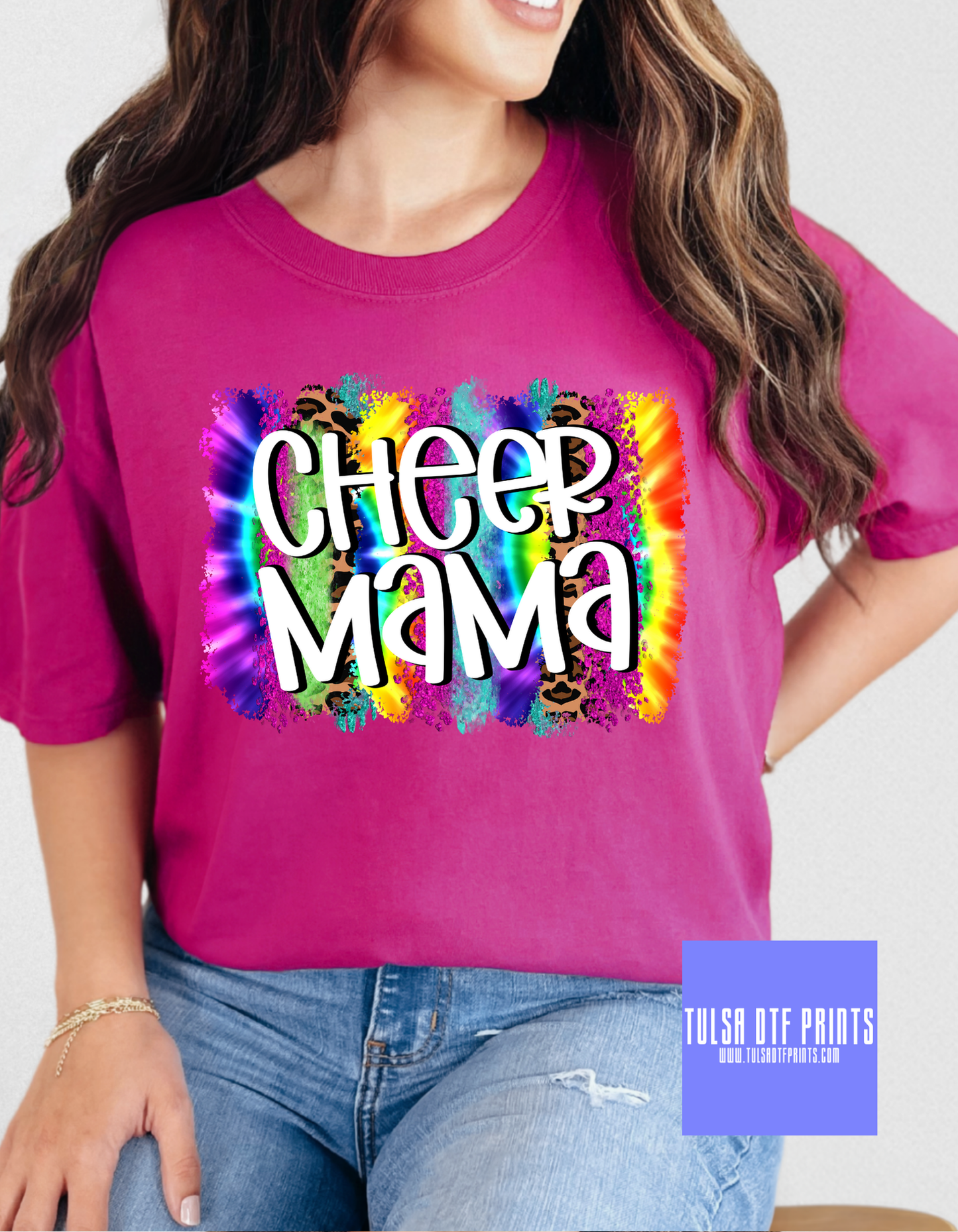DTF CHEER TIE DYE LEO BRUSH STROKES TRANSFER