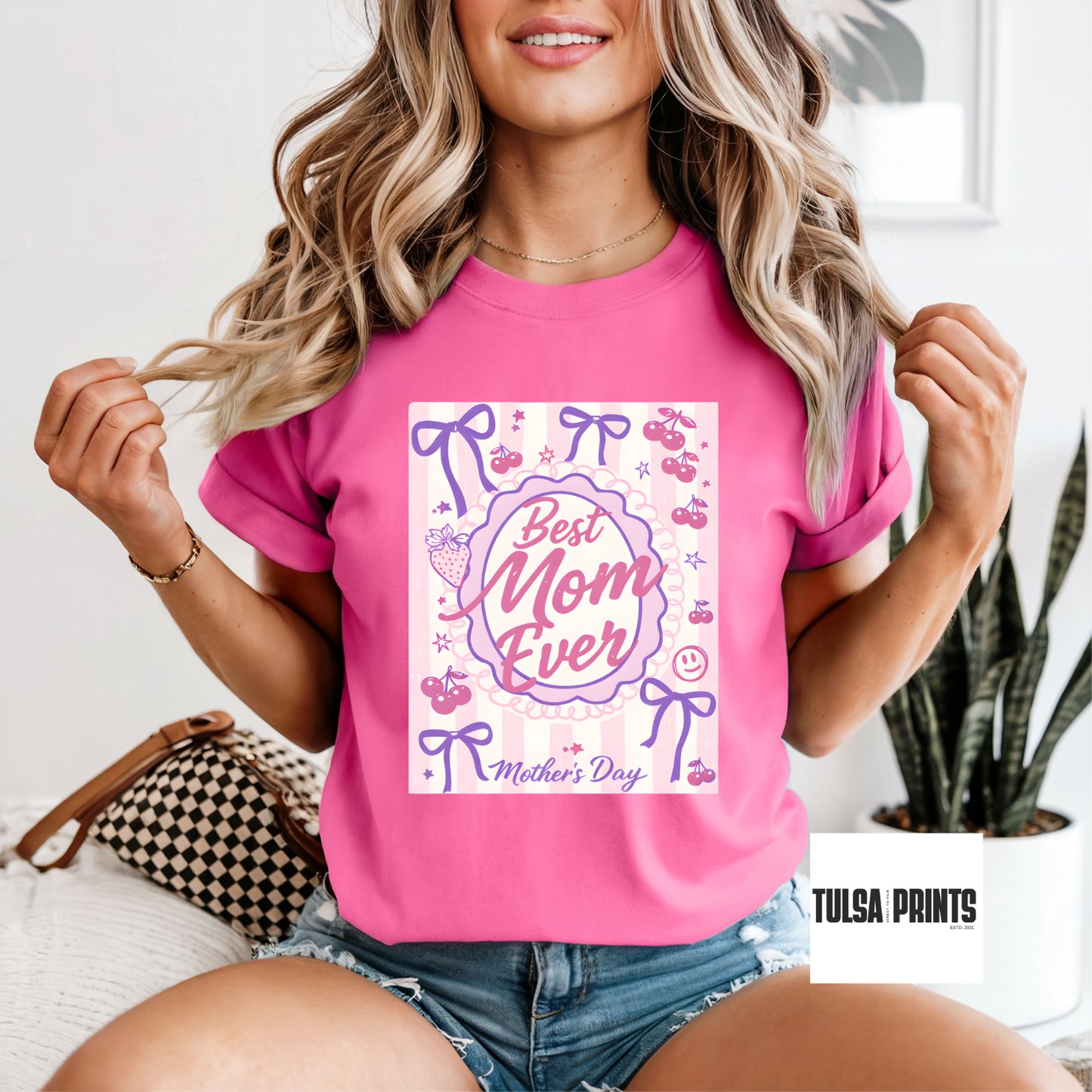 DTF BEST MOM EVER CHERRIES TRANSFER