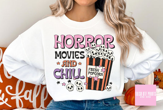 DTF HORROR MOVIES AND CHILL SKULL POPCORN TRANSFER