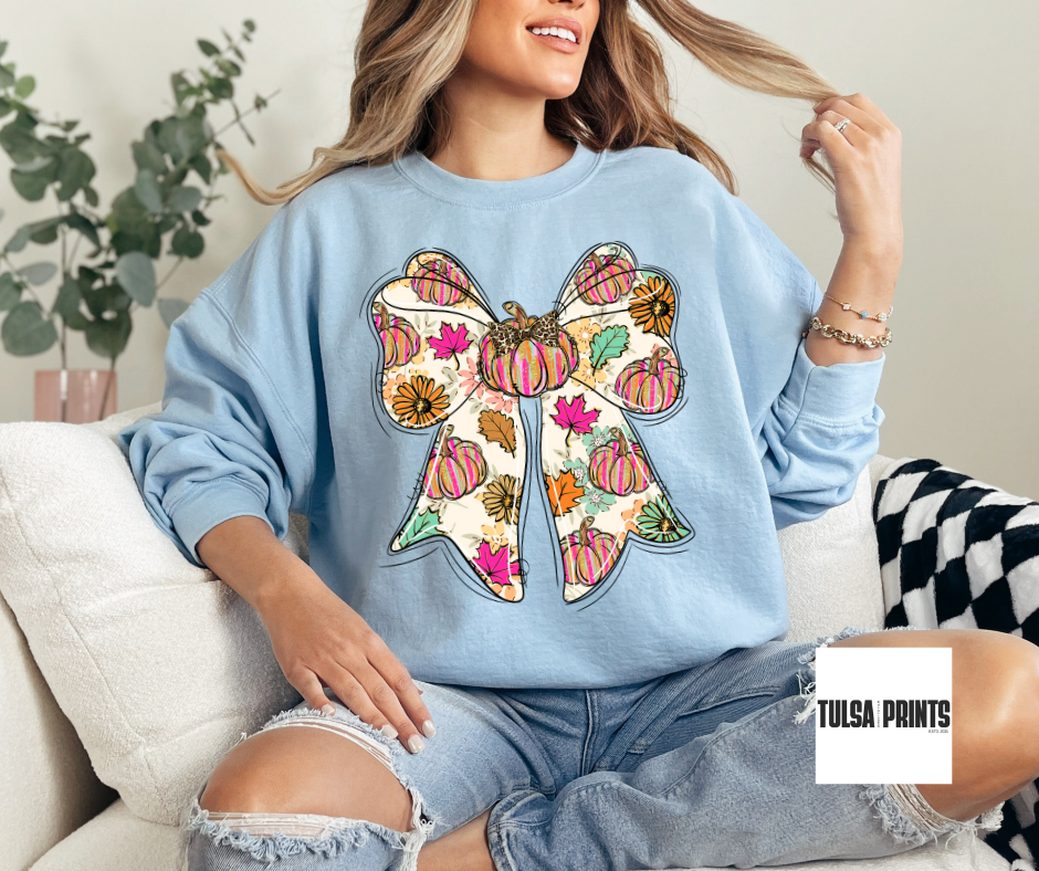 DTF FLORAL FALL PUMPKIN BOW TRANSFER